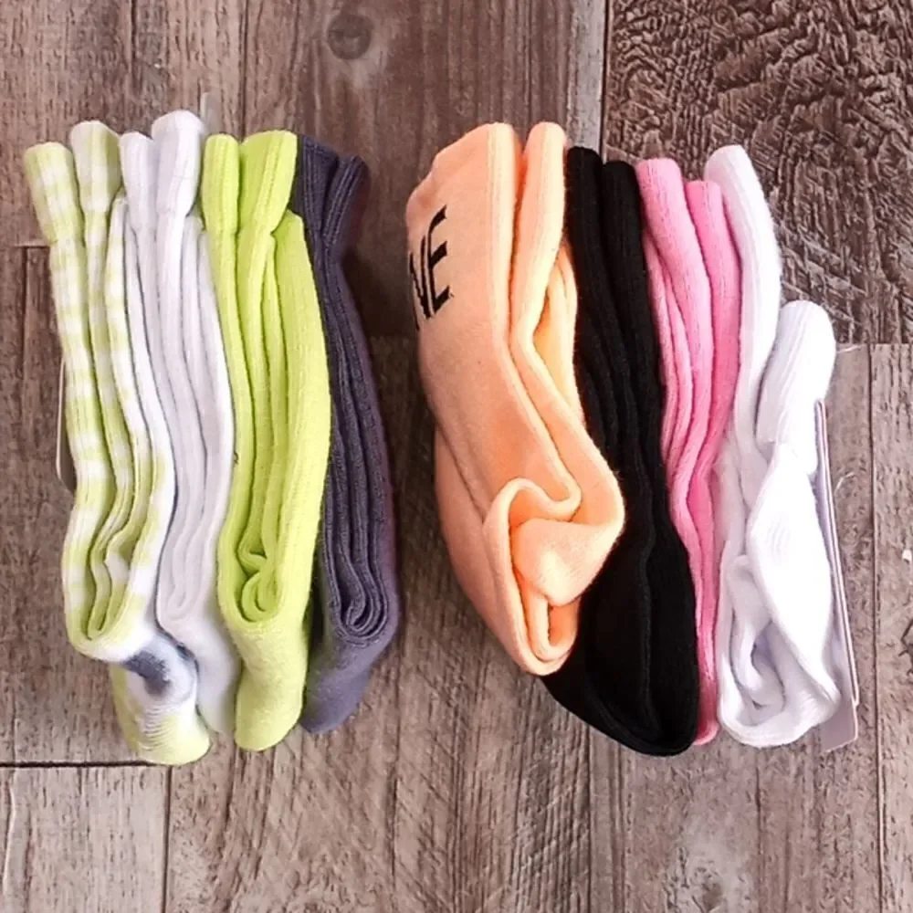 2 Packages of Girls Turn-Cuff Peek-A-Boo & Crew Justice Socks